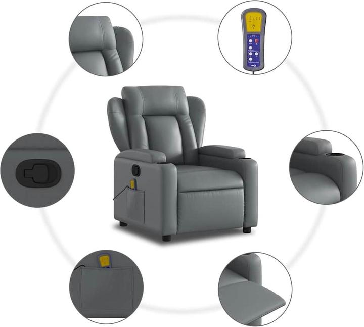 Immagine prodotto VidaXL Sedia da massaggio in similpelle grigia,Colore: Grigio, Materiale