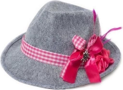 Actual product image PartyChimp Oktoberfest cap light grey with pink bow