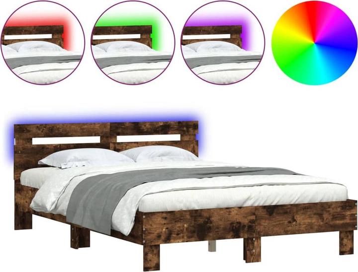 Actual product image VidaXL Bed frame with headboard LED lighting 120 x 190cm (120 x 190 cm)