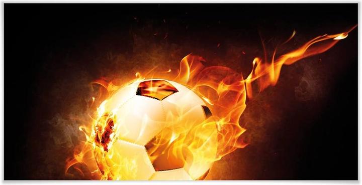 Produktbild Trenddeko Fussball in Flammen - Panorama (50 x 100 cm)