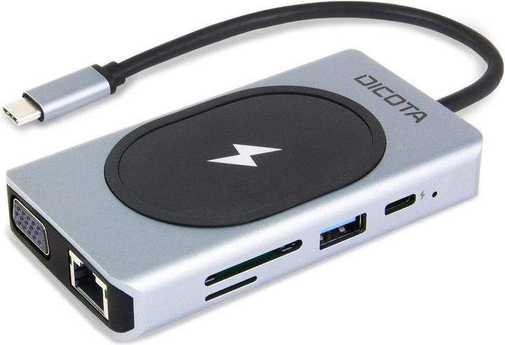 Actual product image Dicota USB-C 10-in-1 Charging Hub 4K PD 100W silver (USB-C, 7 Ports)