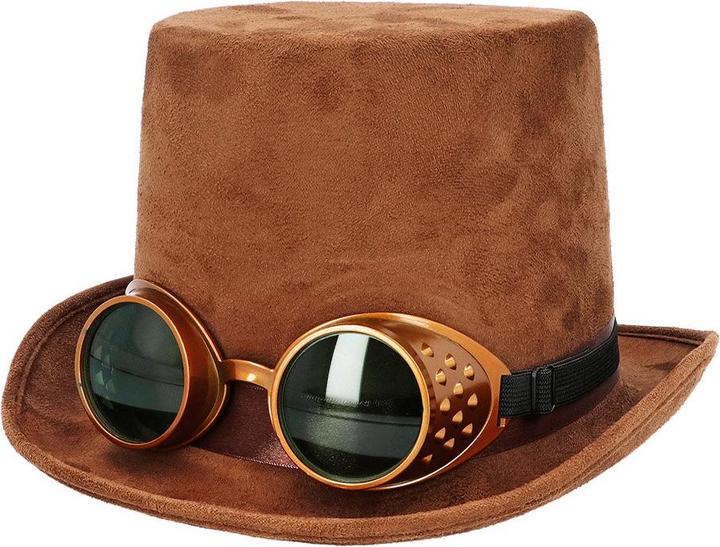 Image du produit Boland Steampunk Hut in Lederoptik Braun mit Brille