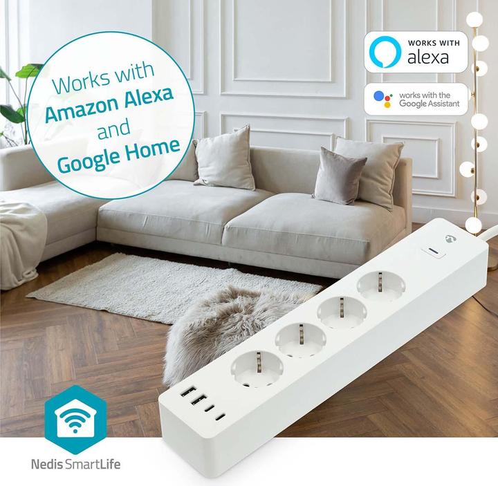 Image du produit Nedis SmartLife Power Strip Wi-Fi | Hybride (CEE 7/7) / USB A / USB-C™ | 16 A | 3680 W | 2.00 m | 0 -