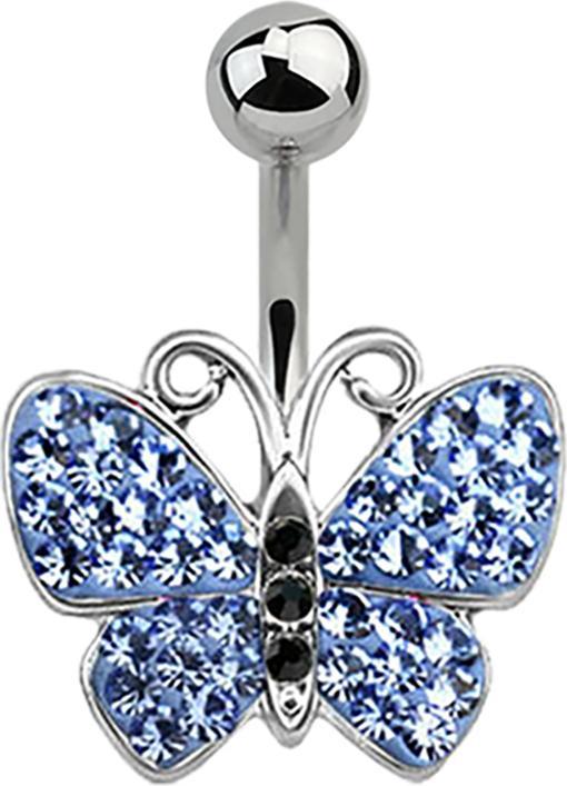 Actual product image Star Piercing Banana silver Butterfly light blue (Surgical steel 316L)