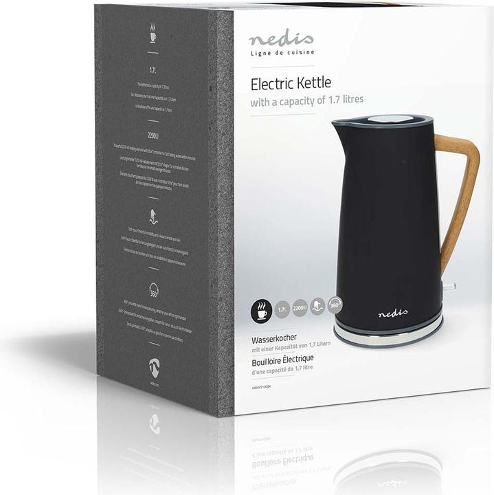 Produktbild Nedis Wasserkocher | 1.7 l | Soft-Touch | Schwarz | Um 360 Grad drehbar | Verdecktes Heizelement | S (1.70 l)