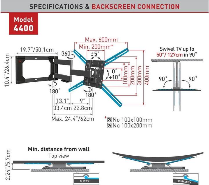 Immagine prodotto Barkan WH 4400-SW (Muro, 80", 50 kg)
