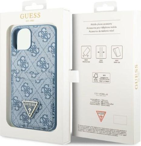 Actual product image Guess GUHCP13SP4TPB iPhone 13 mini 5.4" niebieski/blue hardcase 4G Triangle Logo Cardslot (Apple iPhone 13 mini)