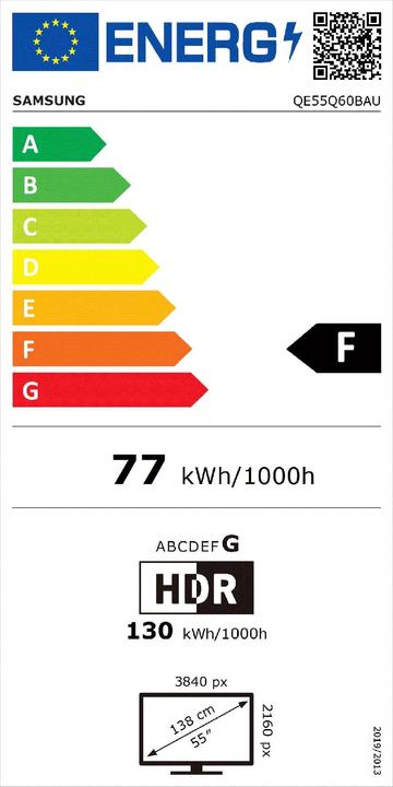 Label énergétique Samsung QE55Q60B (55", Q60B, QLED, 4K, 2022)