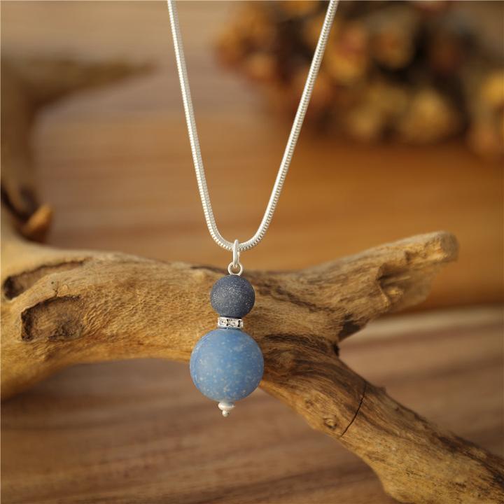 Andreani Halskette mit Steinanhänger aus echtem blauen Aventurin (Echtes blauen Aventurin)