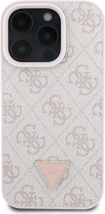 Actual product image Guess GUHCP16XP4TDPP iPhone 16 Pro Max 6.1" różowy/pink hardcase Leather 4G Triangle Strass MagSafe (Apple iPhone 16 Pro Max)