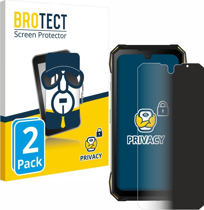 Productafbeelding BROTECT Anti-spionnetje privacyfolie Beschermfolie tegen blauw licht (2 Stuk, Doogee S89 Pro)