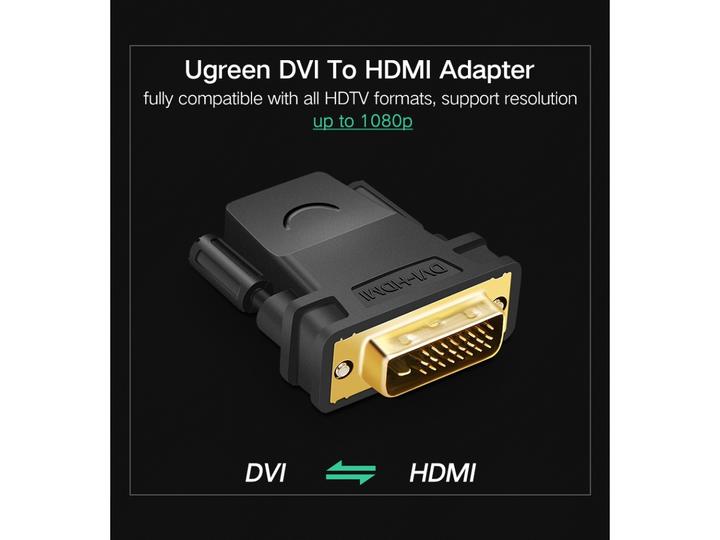 Image du produit Ugreen Adaptateur HDMI / DVI HDMI femelle DVI mâle 24+1 pôles (HDMI, 1.60 cm)