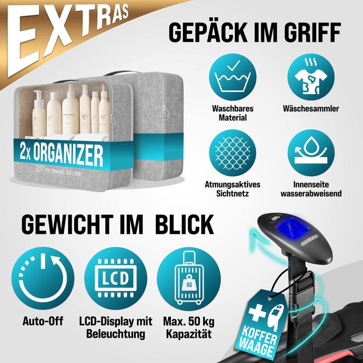 Image du produit Monzana Valise rigide avec accessoires Lot de 4 (M (50 - 90l))
