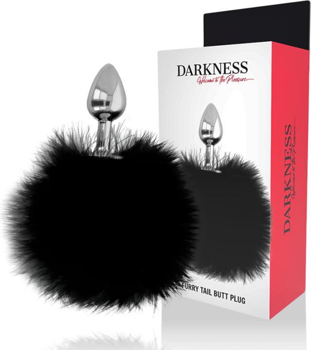 Actual product image Darkness Metal Anal Plug with Black Rabbit Tail