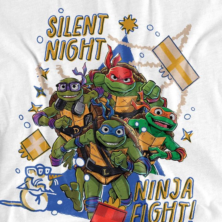 Actual product image Teenage Mutant NT Unisex Adult Silent Night Ninja Fight Christmas T-Shirt (M)