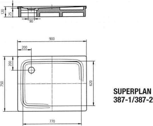Produktbild Kaldewei Superplan 387-1 75x90cm