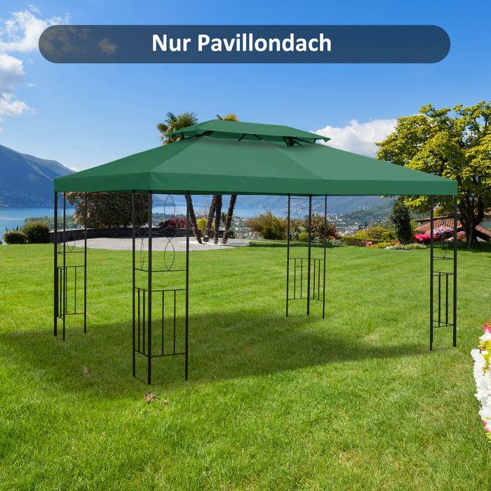 Produktbild Swisshandel24 Ersatzdach Pavillondach für Metallpavillon Gartenpavillon Partyzelt Gartenzelt Polyester 3x4m Grün (1200 cm, 300 cm)