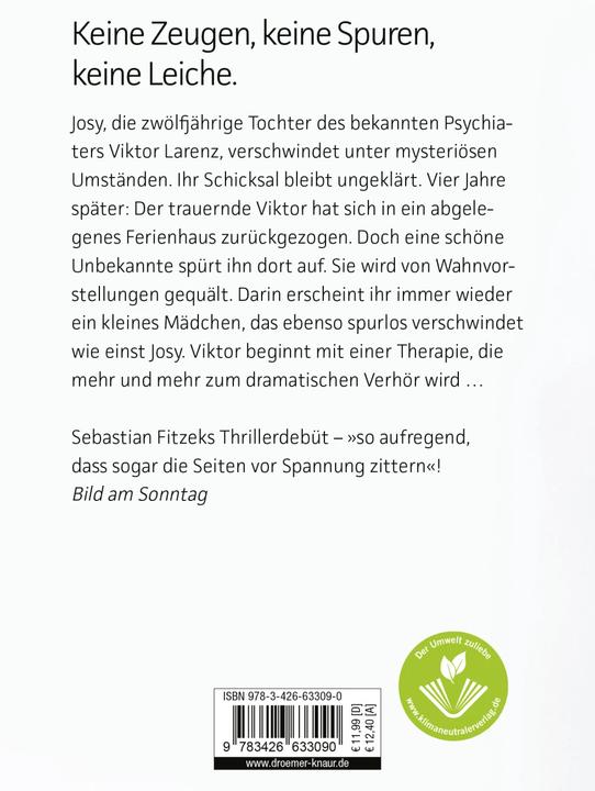 Actual product image Die Therapie (German, Sebastian Fitzek, 2006)