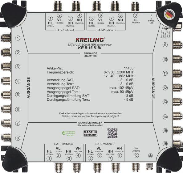 Actual product image Kreiling Tech. Multiswitch cascadable 16+1 On, 16 Part. KR 9-16 K-III (11405) (Multi switch)