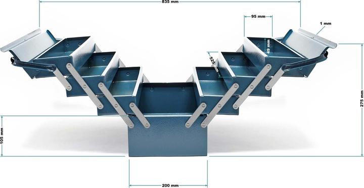 Immagine prodotto Wiltec Cassetta degli attrezzi 530x200x250mm 7 scomparti cassetta degli attrezzi cassetta degli attrezzi