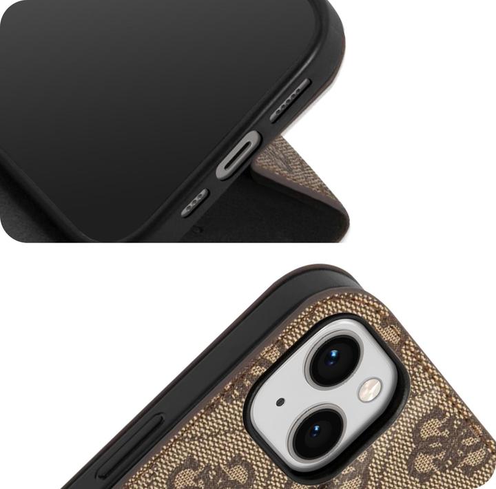 Actual product image Guess GUBKP14SHG4SHW iPhone 14 6.1" brązowy/brown book 4G Vintage Gold Logo (Apple iPhone 14)
