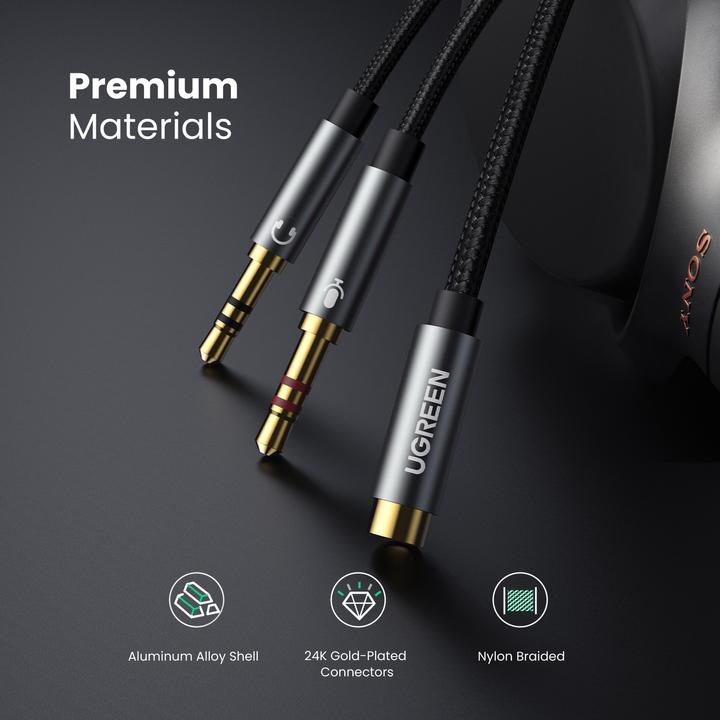 Image du produit Ugreen Micro et casque Y Splitter 3.5 mm jack (0.20 m, Jack 3,5 mm (AUX))
