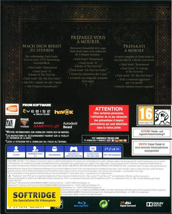 Produktbild Bandai Namco Dark Souls Trilogy, PS4 (PS4, DE, FR, IT)