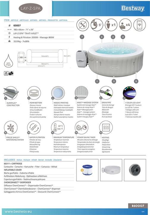 Produktbild Bestway Lay-Z-Spa Tahiti AirJet (4 Pers.)