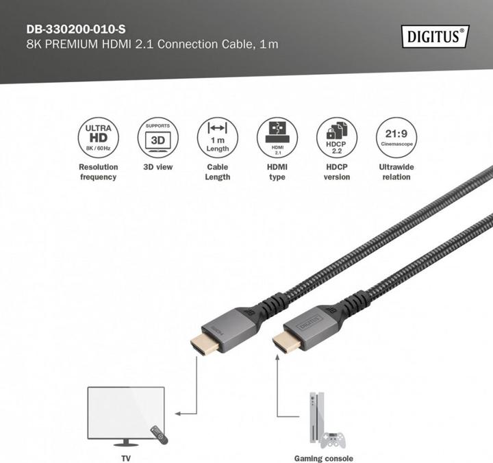 Produktbild Digitus HDMI (Typ A) — HDMI (Typ A) (1 m, HDMI)