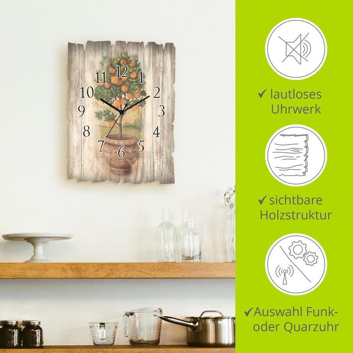 Actual product image Artland Radio-controlled clock orange tree with wood look U0PV (30 cm)