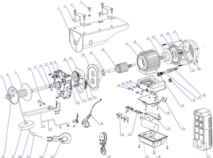 Actual product image Proton Electric SW-250MRC cable winch with wireless remote control