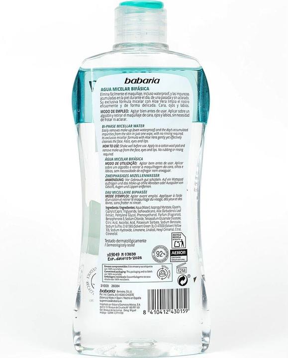 Actual product image Babaria A Micelar Bifasica 400ml (Cleansing lotion, 400 ml)