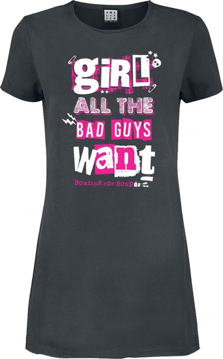 Actual product image Amplified Unisex Adult Girl All The Bad Guys Want Bowling For Soup T-Shirt Dress (XL)