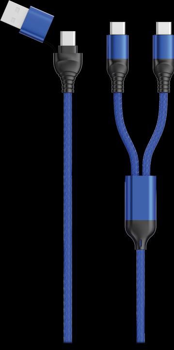 Produktbild 2GO USB / Type C Ladekabel DUO Type C blau 120cm (1.20 m)