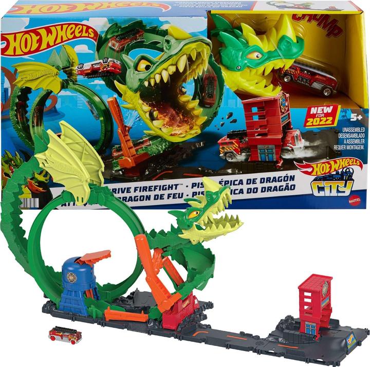 Image du produit Hot Wheels City Dragon Attack Looping Set, Accessoires incl. 1 voiture jouet