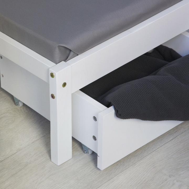 Produktbild Jamb Etagenbett Hochbett mit Schreibtisch 90x200cm Weiss (90 x 200 cm)