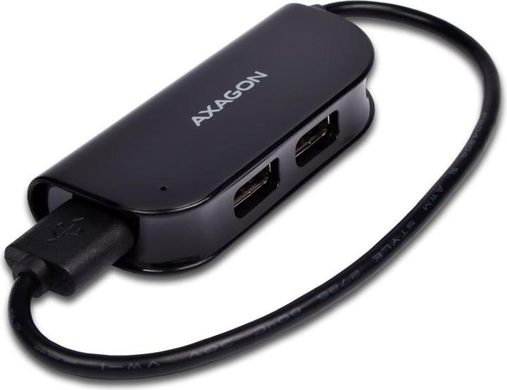 Actual product image Axagon HUE-X4B - USB 2.0 - USB 2.0 - 480 Mbit/s - Black - 0.2 m - USB (USB-A, 4 Ports)