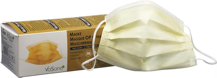 Image du produit VaSano Masque chirurgical extra type IIR allemand/français/italien/anglais jaune (Classe de protection 1, 50 x)