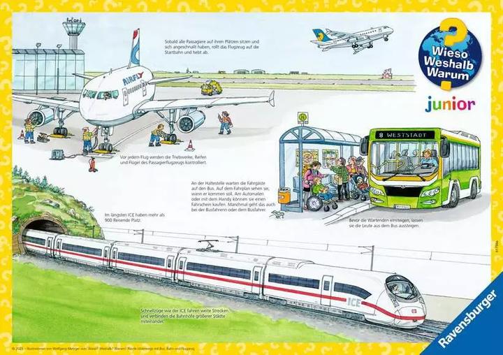 Produktbild Ravensburger Kinderpuzzle - 12004039 Unterwegs mit Bus, Bahn und Flugzeug - my first puzzle mit 3x6 (18 Teile)