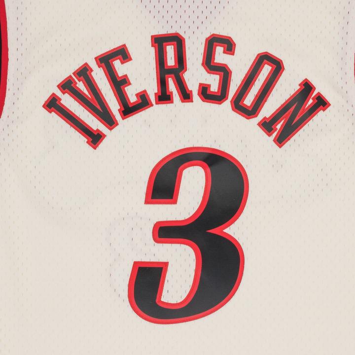 Actual product image Mitchell & Ness NBA Philadelphia 76ers Allen Iverson Off White Team Colour Swingman Jersey Mens (XL)