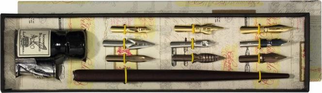 Immagine prodotto Prona Kalligrafie-Set 9 Federspitzen, Zinnhalter (9 x)