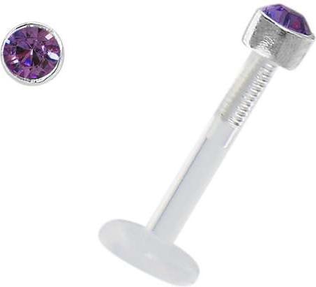 Actual product image Bijouteria Piercing for lip/Tragus (Bioplastic, Silver 925, Swarovski Crystal)