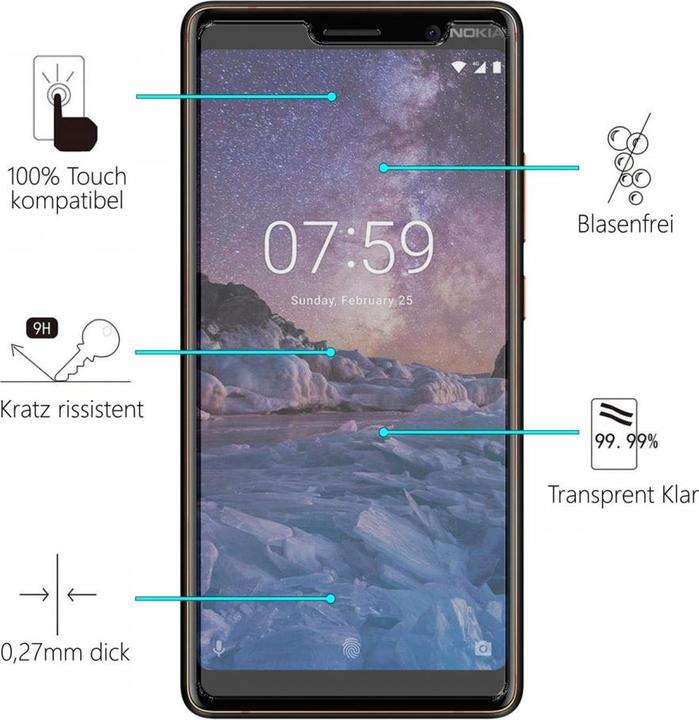 Produktbild Screenguard Nokia 7 Plus Panzerglas Schutzfolie Case Friendly Design (1 Stück, Nokia 7 Plus)
