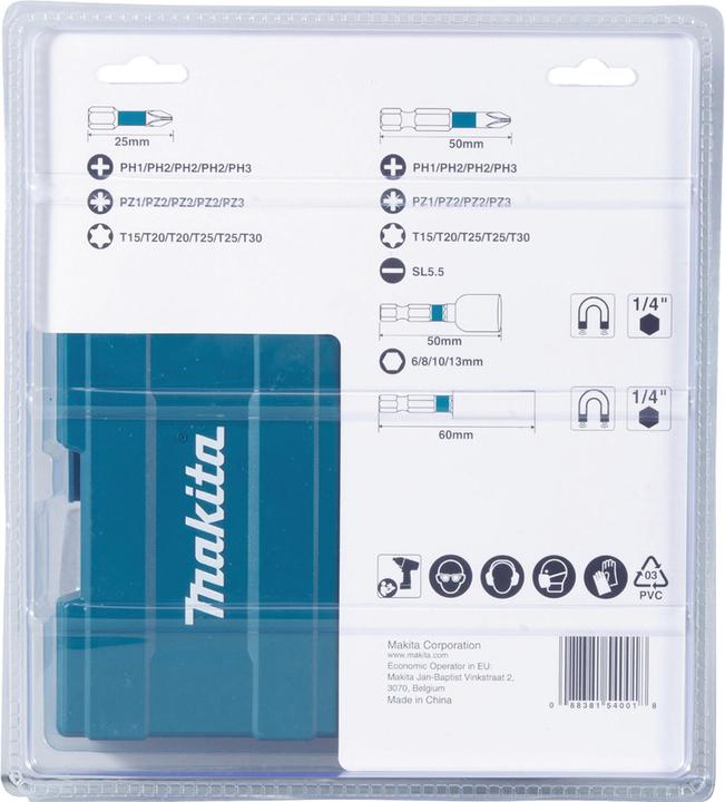 Actual product image Makita Bit set 35 pieces (Cross Phillips PH M1, Cross Phillips PH M2, Cross Phillips PH M3, Cross Pozidriv PZ M1, Cross Pozidriv PZ M2, Cross Pozidriv PZ M3, Hexagon socket TX M15, Hexagon socket TX M25, Hexagon socket TX M20, Hexagon socket TX M30)