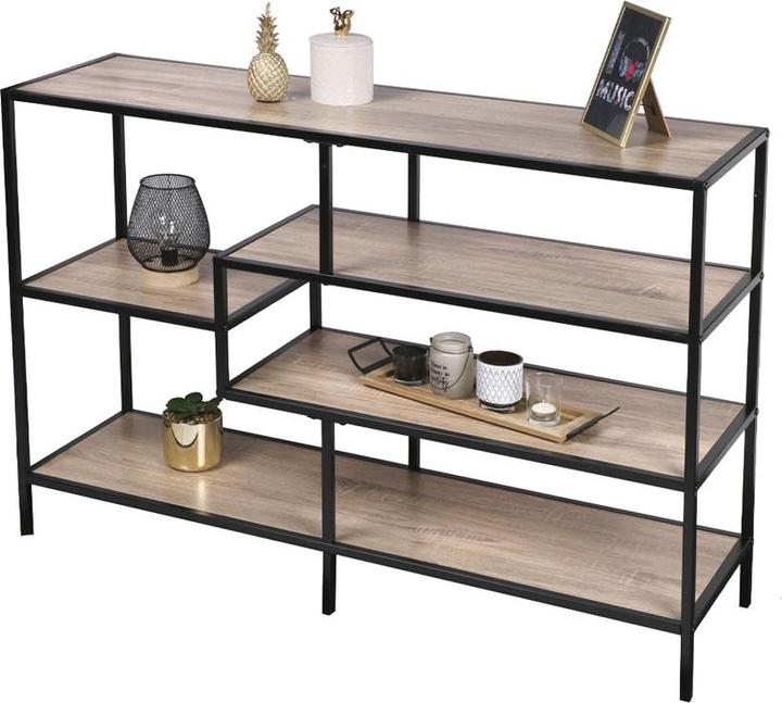 Urban Living Regal schwarzes Metall mit Holz (114 x 33 x 76 cm)