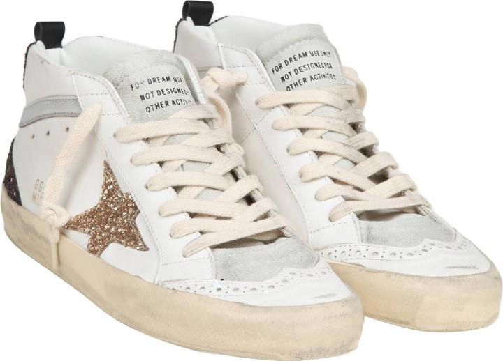 Produktbild Golden Goose mid star in leather and suede with glitter star (36)