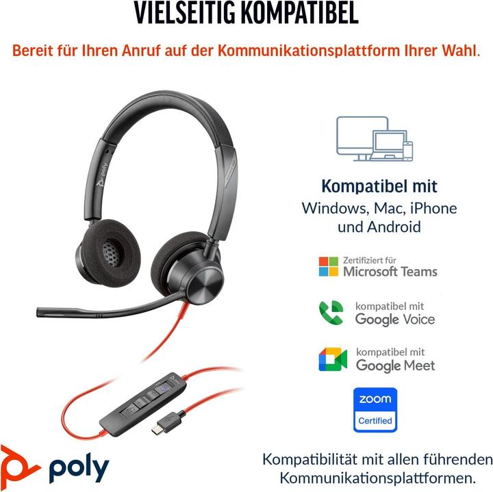 Produktbild Poly Blackwire 3320 Stereo Microsoft Teams (USB C) (Kabelgebunden, USB-C)
