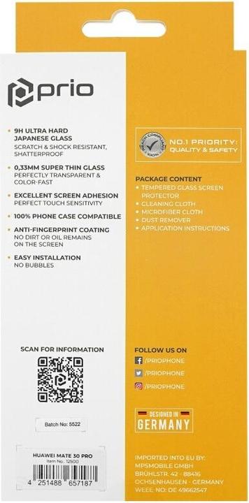 Actual product image prio 3D Screen Protector Glass for Huawei Mate 30 Pro black (1 Piece, Mate 30 Pro)