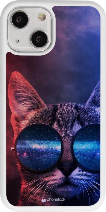 Produktbild PhoneLook Hülle Silikon weiss Red Blue Cat Glasses (Apple iPhone 13 mini)