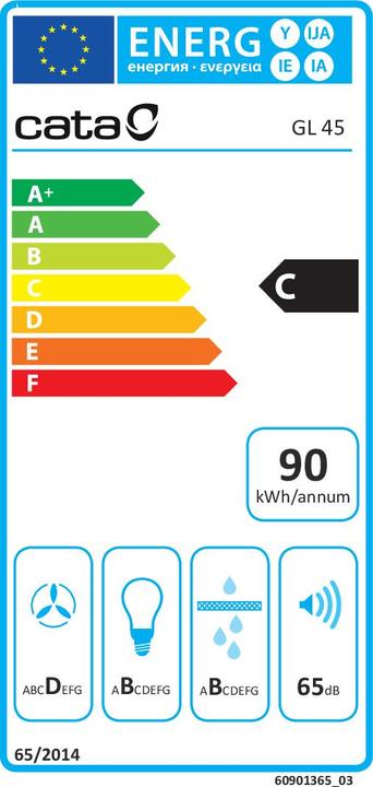 Etichetta energetica Cata GL Incasso in alluminio, grigio ³/h A (Sottostruttura cappuccio)